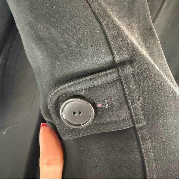 Gallery Womens Long Sleeve Button Front Black Long Trench Coat Jacket Size:4 - Picture 8 of 16